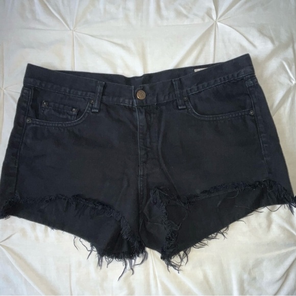 Rag & Bone Black Denim Frayed Edge Mid-Rise Shorts SIZE 29 - Picture 5 of 11